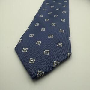 Brooks Brothers Stain Resistant Designer Silk Tie Blue Geometric